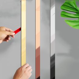 Wall Stickers 5Meter Gold Wall Sticker Bedroom Mirror Stainless Steel Decorative Line Home TV Background Ceiling Edging Strip Self-adhesive 230608