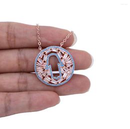 Chains Luxury Sparking Baguette Cubic Zirconia Cz Rose Gold Color Fatima's Hand Boho Statement Necklace