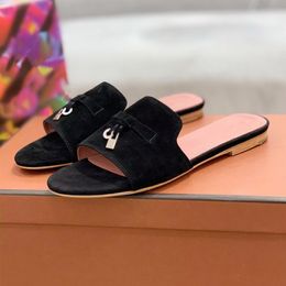 Summer Slipper Lady Women Sandals Suede Genuine Leather Peep Toe Walk Sandals Luxury Designers Gladiator Womens Shoes Bride Shoes Mule Sandalias mujer