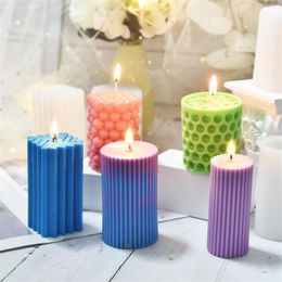 Candles Classical Striped Roman Cylindrical Silicone Candle Mold Columnar Striped DIY Candle Holder Making Design Shape Candle Handmade 230608