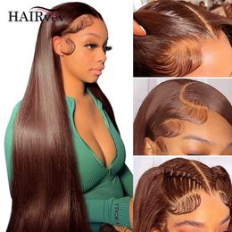 Hair pieces 13x4 Chocolate Brown Straight Lace Front 360 Hd Full Transparent Frontal Coloured Human For Women 230609