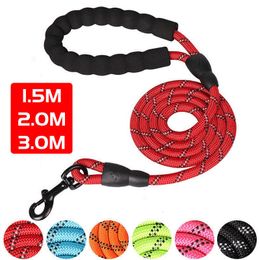 Dog Collars Leashes 15m 2m 3Meter Leash Reflective Lead Outdoor Training Long Pet Nylon Rope Belt for Small Medium Large Big Dogs Stuff Z0609