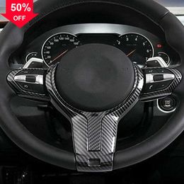 New For F Chassis F06 F10 F11 F12 F15 F16 F20 F21 F22 F23 F30 F32 F34 ABS Carbon Texture Car Interior Steering Wheel Cover Trim