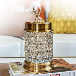 Storage Bottles European Glass Jars With Lid Golden Elk Decorative Candy Jar Relief Craft Cereal Dispenser Home Decoration Modern