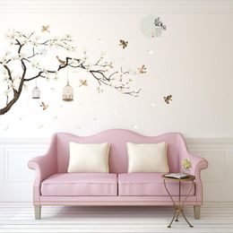 Wall Stickers Large Size DIY Self-adhesive Birds Flower Wallpaper For Living Room Bedroom Decoration 3d Sticker Home Decor