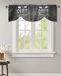 Curtain Coffee Blackboard Font Art Short Window Adjustable Tie Up Valance For Living Room Kitchen Drapes