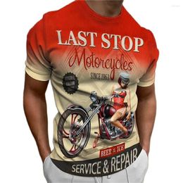 Men's T Shirts Vintage Motorcycle Print Men's T-shirt Summer Crew Neck Outdoor Daily Short Sleeve Tee Shirt Oversized Men Clothing 6XL