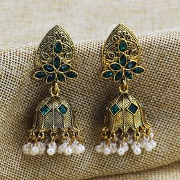 Dangle Earrings Bollywood Bridal Wedding Crystal Jhumki Jhumka For Women Boho Ethnic Pearl Tassel Drop Party Jewelry