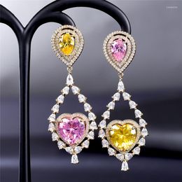 Dangle Earrings EYER Top Grade Luxury Colourful Two Tone Cz Zirconia Crystal Drop Fashion Wedding Party Women Jewellery Dress Decoration