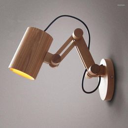 Wall Lamps European Style Modern Simple Solid Wood Creative Log Rubber Bedroom Bedside Lamp