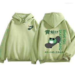 Women's Hoodies Frog On Skateboard Hoodie Lady Thermal Sweatshirt Kawaii Clothes Vintage Pastel E Girl Style Unisex Plus Size Pullover