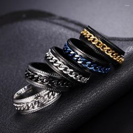 Cluster Rings Men's Ring 2023 Chain Can Be Rotated To Reduce Pressure Stainless Steel Size Selection Of Jewelry