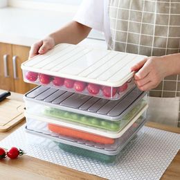 Storage Bottles Freezer Dumpling Box Food Container Stackable Saver With Lid Square Plastic Single-layer Sealed Transparent