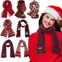 Scarves Christmas Warm Winter Scarf Knitted Women Double Sided Design Long Plaid Female Soft