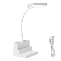 Table Lamps Flexible Gooseneck Adjustable Brightness USB Rechargeable LED Desk Lamp Study Wide Illumination Eye Caring With Pen Holder