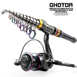 Rod Reel Combo Gda Superhard Telescoping Carbon Rod and Reel Set 1.8-3.6m Gear Ratio 5.2 1 High-strength Fishing Reel 230608