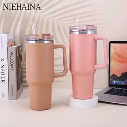 Tumblers Thermal Bottom 304 Stainless Steel Thermos 40Oz 30OZ Car Cup With Handle Water Bottom Keeps Cold Beer Mug 230608