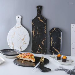 Plates Nordic Marble Irregular White Black Golden Ceramic Dishes Plate Pizza Dessert Steak Tableware Decorative Tray Dinner Set