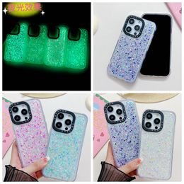 Glow In The Dark Soft TPU Shockproof Cases For Iphone 15 Plus 14 Pro Max 13 12 11 Iphone15 Bling Luxury Luminous Dripping Glue Foil Confetti Sequins Mobile Phone Cover