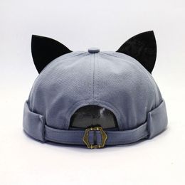 BeanieSkull Caps Y2K Hip Hop Cute Cat Ear Hats Men's Retro Hat Women's Brimless Dome Solid Casual Bonnets Punk Harajuku Beanies 230608