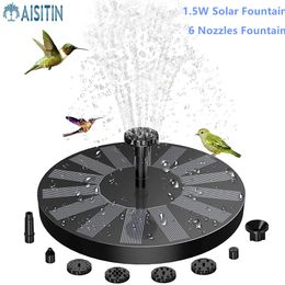 Garden Decorations 15W Solar Bird Bath Fountains Upgrade with 6 Nozzles Fountain Suitable for 230608