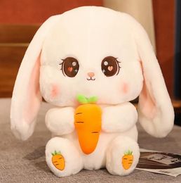 Kawaii cute rabbit with carrot toy animal throw pillow