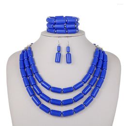 Necklace Earrings Set India Slub Chain African Women Style Accessories Acrylic Bracelet Dubai Nigerian Wedding Jewellry