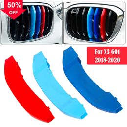 New 3pcs Car Racing Front Grille Trim Strips For BMW X3 G01 2018-2020 M Power Performance Grill Car Accessories