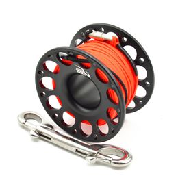 Pool Accessories Aviation Aluminum Diving Spool Black High-Strength Polyester Fiber Rope Fishing Accessories for Angling Lover 230608