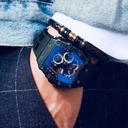 Skeleton watch fashion quartz designer watches for men waterproof square white strap silicone orologi movement luxury watches high quality xb11 C23