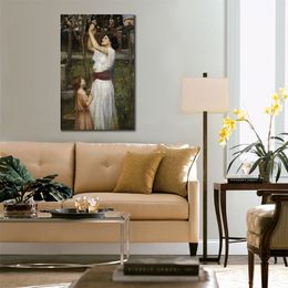 Classical Portrait Oil Paintings of Gathering Almond Blossoms John William Waterhouse Canvas Art Traditional Handmade Home Decor