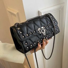 Evening Bags Punk Chain Crossbody Messenger Bag 2023 Fashion PU Leather for Women 2022 Luxury Brand Shoulder Bags Small Travel Lady Han J230609