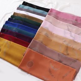 Ethnic Clothing 10pcs Muslim Shimmer Drilling Hijab Chiffon Islamic Plain Rhinestone Scarf Shawls Bubble Turban Wraps Foulard Femme