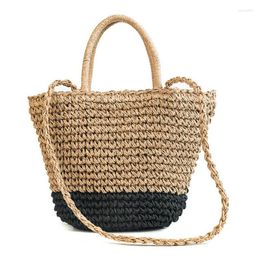 Evening Bags Woman Straw Bag Handmade Bohemian Handbag Shoulder Summer Beach Women's Retro Bucket Type Crossbody HW403