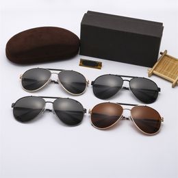 TOP James Bond Tom Sunglasses Men Women Brand Designer Sun Glasses Gold Metal Frame Driving Fishing Sunnies with Original Box