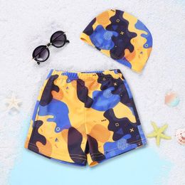 One Pieces 2023 Baby Swimwear 2 Pcs Sets Soft Comfortable Camouflage Short Pants Hat Cool Boy Clothes Summer 0-18M