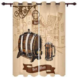 Curtain Vintage Style Barrel Sketch Window Curtains For Living Room Kids Bedroom Modern Treatment Drapes