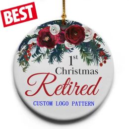 3 inch Round Circle Star Heart Shaped Hanging Ornaments Custom Sublimation Blanks Ceramic Flat Christmas Decorations 7 styles FY5002