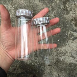 Storage Bottles 47 120 34mm 150ml Glass Silicone Stopper Screw Aluminium Cap Empty Jars Food Vials 12pcs