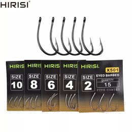 Fishing Hooks 75pcs PTFE Coated High Carbon Steel Barbed Fish Hook With Eye Mix Size Carp Fishing Accessories X501 230608