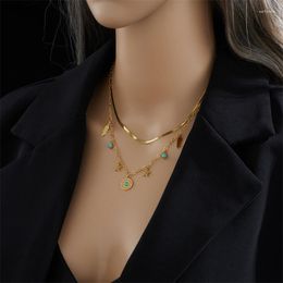 Necklace Earrings Set 316L Stainless Steel Snake Bone Turquoise Large Crystal Bracelet Jewelry Women
