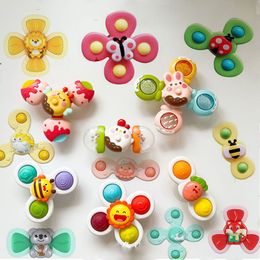 Spinning Top Suction Cups Spinning Top Toy For Kids Infant Gyro Relief Stress Educational High Chair Toys Suction Rotating Rattle Bath Toys 230608