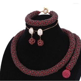 Necklace Earrings Set Bridal Wine And Coffee African Bracelet Dubai 2023 Costume Jewellery