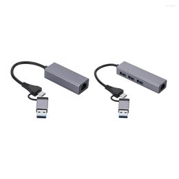 Type-c To Network Card USB Hub Aluminium Alloy C Ethernet RJ45 Lan Adapter Support 10/100/1000Mbps Access