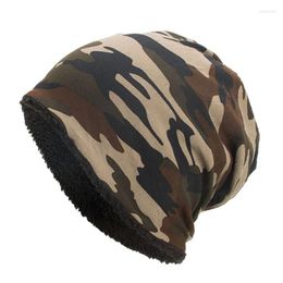 Berets Outdoor Sports Warm Skullcap Camouflage Print Fleece Lined Thermal Beanie Hat