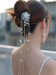 Wedding Hair Jewellery XIALUOKE Vintage Long Tassels Crystal Duckbill Clip Band For Women Hairwear Accessories Bride 230609