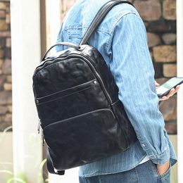 Backpack AETOO Vegetable Tanned Leather Men's Genuine Trend Business Computer Bag Retro