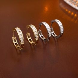 Hoop Earrings 2023 Arrival Light Luxury Elegant Round Zircon Fashion Classic Crystal Geometric Women Jewellery Gifts