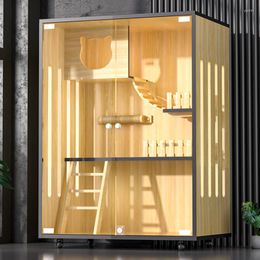 Cat Carriers Villa Cage Cabinet House Cattery Double-Layer Pet Room Oversized Free Space Nest Home Indoor