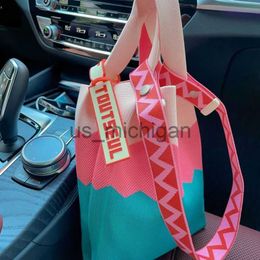 Evening Bags Color Striped het Wrist Bag Women Handbags Cute Knitting Shoulder Crossbody Bags for Women 2022 Candy Color Shopper Tote New J230609